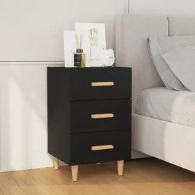 Mesita de noche madera de ingeniería negro 40x40x66 cm de vidaXL, Mesitas de noche - Ref: Foro24-812079, Precio: 61,66 €, Des...
