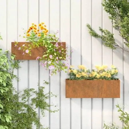 Jardineras de pared 2 uds acero corten oxidado 53x10x17 cm de vidaXL, Maceteros y jardineras - Ref: Foro24-823686, Precio: 50...