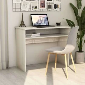 Escritorio de madera contrachapada blanco brillo 90x50x74 cm de vidaXL, Escritorios - Ref: Foro24-801176, Precio: 65,81 €, De...