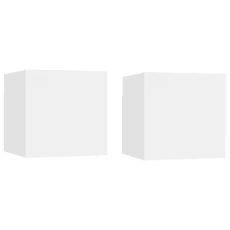 Mesitas de noche 2 uds madera ingeniería blanca 30,5x30x30 cm de vidaXL, Mesitas de noche - Ref: Foro24-3079707, Precio: 49,9...