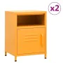 Mesitas de noche 2 uds amarillo mostaza acero 35x35x51 cm de vidaXL, Mesitas de noche - Ref: Foro24-3095216, Precio: 140,11 €...