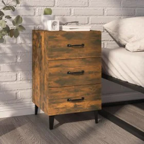 Mesita de noche madera de ingeniería roble ahumado 40x40x66 cm de vidaXL, Mesitas de noche - Ref: Foro24-817324, Precio: 46,4...
