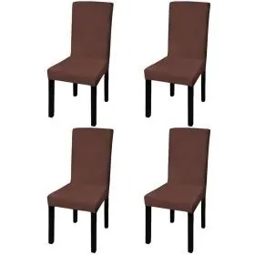 Funda para silla elástica recta 4 unidades marrón de vidaXL, Fundas - Ref: Foro24-131426, Precio: 14,98 €, Descuento: %