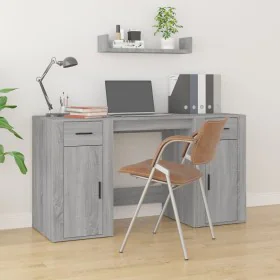Escritorio con armario contrachapada gris sonoma de vidaXL, Escritorios - Ref: Foro24-3185437, Precio: 162,26 €, Descuento: %