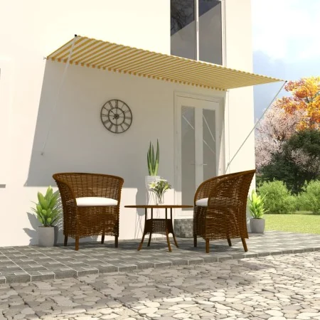 Toldo retráctil 300x150 cm amarillo y blanco de vidaXL, Toldos - Ref: Foro24-143755, Precio: 61,99 €, Descuento: %