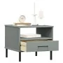 OSLO bedside table with metal legs solid gray pine wood by vidaXL, Side tables - Ref: Foro24-351031, Price: 46,62 €, Discount: %