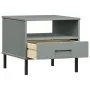 OSLO bedside table with metal legs solid gray pine wood by vidaXL, Side tables - Ref: Foro24-351031, Price: 46,62 €, Discount: %