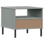 Mesita de noche con patas de metal OSLO madera maciza pino gris de vidaXL, Mesas auxiliares - Ref: Foro24-351031, Precio: 46,...
