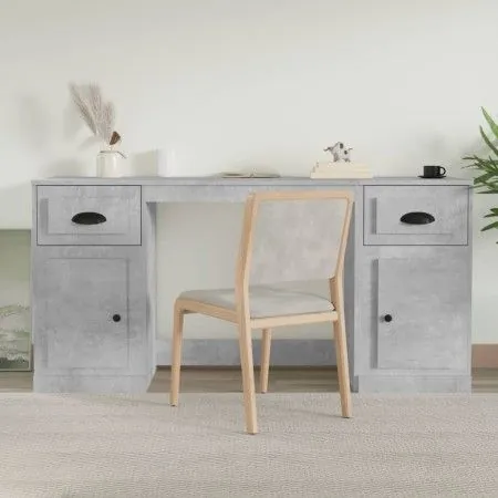 Escritorio con armario contrachapada gris hormigón de vidaXL, Escritorios - Ref: Foro24-3185331, Precio: 135,46 €, Descuento: %