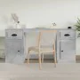 Escritorio con armario contrachapada gris hormigón de vidaXL, Escritorios - Ref: Foro24-3185331, Precio: 135,46 €, Descuento: %