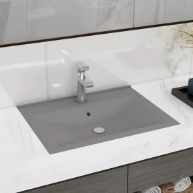 Lavabo de lujo con grifo cerámica 60x46 cm gris claro de vidaXL, Lavabos - Ref: Foro24-147026, Precio: 106,79 €, Descuento: %