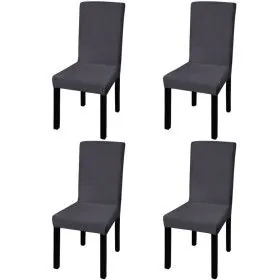 Funda para silla elástica recta 4 unidades gris antracita de vidaXL, Fundas - Ref: Foro24-131425, Precio: 18,73 €, Descuento: %