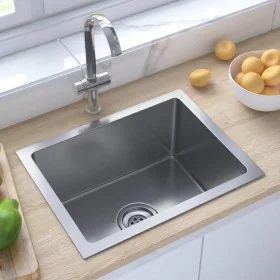 Fregadero de cocina hecho a mano acero inoxidable de vidaXL, Fregaderos - Ref: Foro24-51506, Precio: 82,67 €, Descuento: %