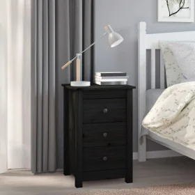 Mesita de noche madera maciza de pino negro 40x35x61,5 cm de vidaXL, Mesitas de noche - Ref: Foro24-813707, Precio: 65,10 €, ...