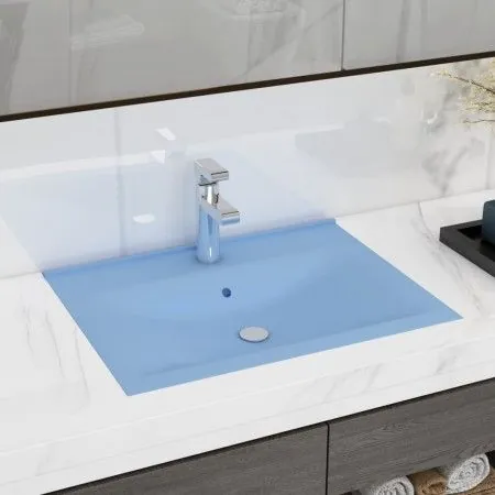 Lavabo de lujo con grifo cerámica 60x46 cm azul claro de vidaXL, Lavabos - Ref: Foro24-147022, Precio: 102,22 €, Descuento: %
