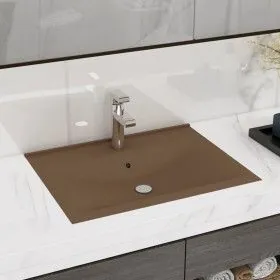 Lavabo de lujo con grifo cerámica 60x46 cm crema mate de vidaXL, Lavabos - Ref: Foro24-147029, Precio: 74,86 €, Descuento: %