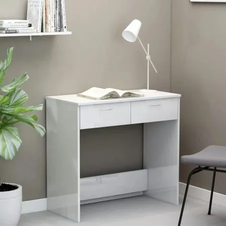 Escritorio de madera contrachapada blanco brillo 80x40x75 cm de vidaXL, Escritorios - Ref: Foro24-801361, Precio: 76,94 €, De...