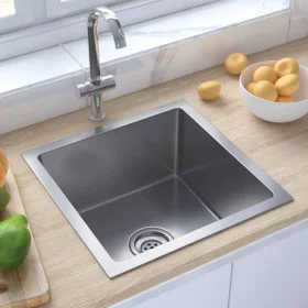 Fregadero de cocina hecho a mano acero inoxidable de vidaXL, Fregaderos - Ref: Foro24-51500, Precio: 75,46 €, Descuento: %
