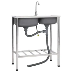 Fregadero de camping doble seno y grifo acero inoxidable de vidaXL, Fregaderos - Ref: Foro24-151211, Precio: 177,98 €, Descue...