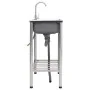 Doppelbecken-Campingspüle und Wasserhahn aus Edelstahl von vidaXL, Sinkt - Ref: Foro24-151211, Preis: 177,98 €, Rabatt: %