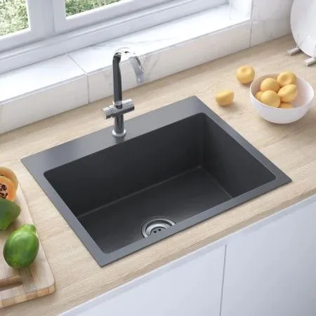 Handgefertigtes Waschbecken aus schwarzem Edelstahl von vidaXL, Sinkt - Ref: Foro24-51511, Preis: 105,90 €, Rabatt: %