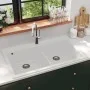 Built-in two-bowl cream white granite sink by vidaXL, Sinks - Ref: Foro24-141677, Price: 339,68 €, Discount: %
