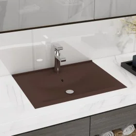 Lavabo de lujo agujero de grifo cerámica marrón oscuro 60x46 cm de vidaXL, Lavabos - Ref: Foro24-147028, Precio: 78,88 €, Des...