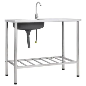 Fregadero de camping de un seno y grifo acero inoxidable de vidaXL, Fregaderos - Ref: Foro24-151214, Precio: 199,12 €, Descue...