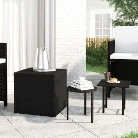 Mesas auxiliares 3 piezas ratán sintético negro de vidaXL, Mesas auxiliares - Ref: Foro24-319386, Precio: 41,01 €, Descuento: %