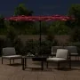 Sombrilla doble con luces LED rojo burdeos 316x240 cm de vidaXL, Sombrillas - Ref: Foro24-362973, Precio: 149,77 €, Descuento: %