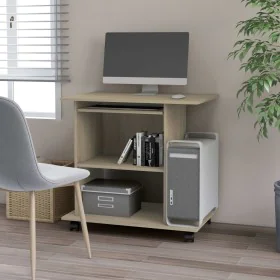 Mesa de ordenador madera contrachapada color roble 80x50x75 cm de vidaXL, Escritorios - Ref: Foro24-802897, Precio: 73,01 €, ...