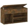 Banco zapatero madera contrachapada roble ahumado 80x30x45 cm de vidaXL, Zapateros y organizadores de calzado - Ref: Foro24-8...