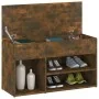 Banco zapatero madera contrachapada roble ahumado 80x30x45 cm de vidaXL, Zapateros y organizadores de calzado - Ref: Foro24-8...