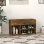 Banco zapatero madera contrachapada roble ahumado 80x30x45 cm de vidaXL, Zapateros y organizadores de calzado - Ref: Foro24-8...