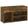 Banco zapatero madera contrachapada roble ahumado 80x30x45 cm de vidaXL, Zapateros y organizadores de calzado - Ref: Foro24-8...