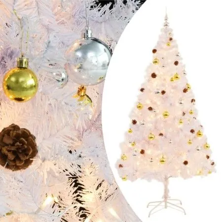 Árbol de Navidad artificial con bolas y luces LED blanco 210 cm de vidaXL, Arboles de navidad - Ref: Foro24-321504, Precio: 7...