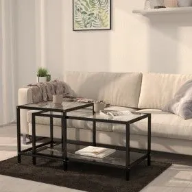 Center table 2 pieces black tempered glass by vidaXL, Side tables - Ref: Foro24-331615, Price: 111,91 €, Discount: %