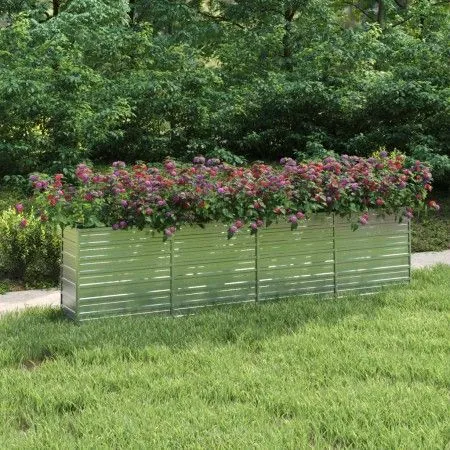 Arriate de acero galvanizado plateado 320x40x77 cm de vidaXL, Maceteros y jardineras - Ref: Foro24-316891, Precio: 95,51 €, D...