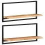 Wall shelves 2 units solid acacia wood 80x25x35 cm by vidaXL, Shelves and shelves - Ref: Foro24-338458, Price: 77,43 €, Disco...