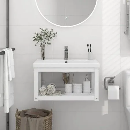 Estructura de lavabo suspendido hierro blanco 59x38x31 cm de vidaXL, Tocadores de baño - Ref: Foro24-338491, Precio: 45,71 €,...