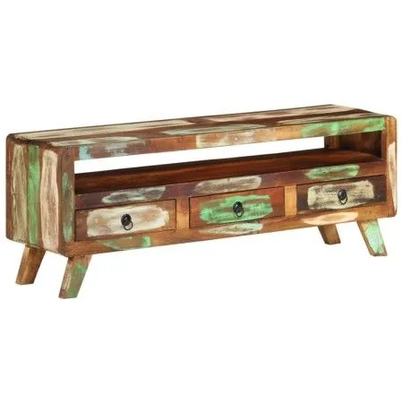 Mueble de TV madera maciza reciclada multicolor 110x30x40 cm de vidaXL, Muebles TV - Ref: Foro24-337063, Precio: 128,43 €, De...