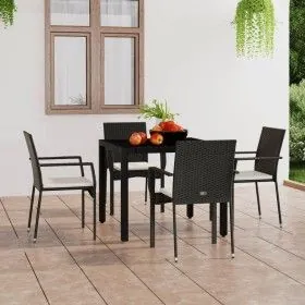 Sillas de jardín con cojines 4 unidades ratán sintético negro de vidaXL, Sillas de jardín - Ref: Foro24-319883, Precio: 253,8...