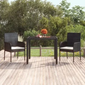 Sillas de jardín con cojines 2 unidades ratán sintético negro de vidaXL, Sillas de jardín - Ref: Foro24-319885, Precio: 92,07...