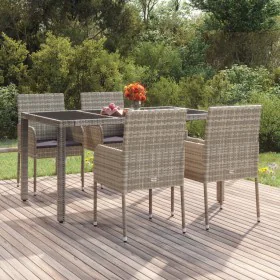 Sillas de jardín con cojines 4 unidades ratán sintético gris de vidaXL, Sillas de jardín - Ref: Foro24-319888, Precio: 206,70...