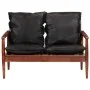 2-Sitzer-Sofa aus massivem Akazienholz und schwarzem Echtleder von vidaXL, Sofas - Ref: Foro24-340924, Preis: 317,00 €, Rabat...