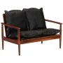2-Sitzer-Sofa aus massivem Akazienholz und schwarzem Echtleder von vidaXL, Sofas - Ref: Foro24-340924, Preis: 317,00 €, Rabat...