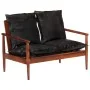 2-Sitzer-Sofa aus massivem Akazienholz und schwarzem Echtleder von vidaXL, Sofas - Ref: Foro24-340924, Preis: 317,00 €, Rabat...