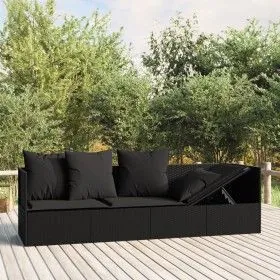 Garden lounger sofa with black synthetic rattan cushions by vidaXL, Loungers - Ref: Foro24-319565, Price: 219,57 €, Discount: %