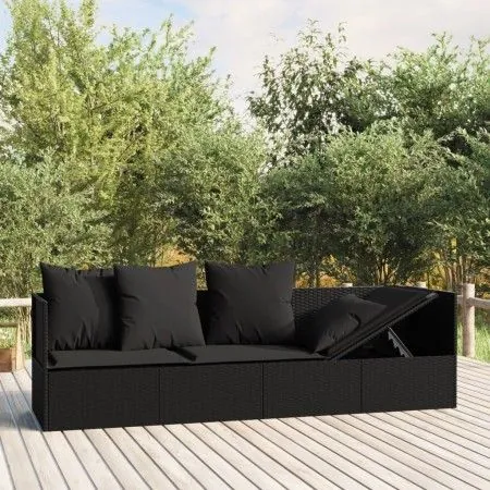 Garden lounger sofa with black synthetic rattan cushions by vidaXL, Loungers - Ref: Foro24-319565, Price: 219,57 €, Discount: %