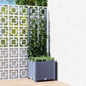 Jardinera con enrejado PP gris oscuro 40x40x136 cm de vidaXL, Maceteros y jardineras - Ref: Foro24-318249, Precio: 50,72 €, D...